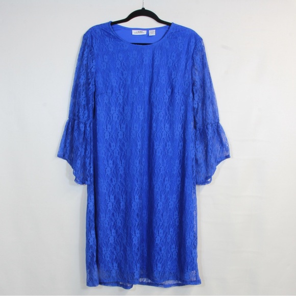 Back in the Saddle Royal Blue Lace Long Sleeve Midi Dress NWOT - Picture 1 of 3